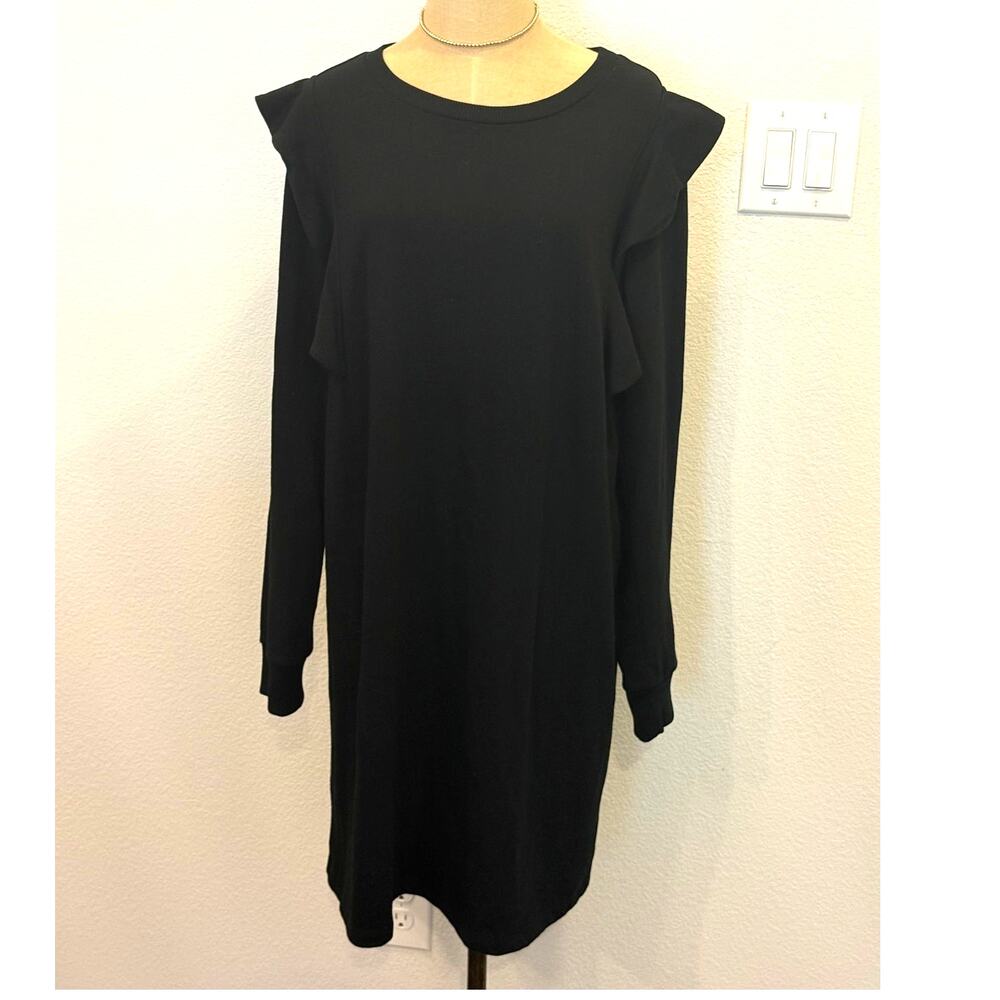 WHO WHAT WEAR Black L/S Sheath Dress Women XXL 2XL